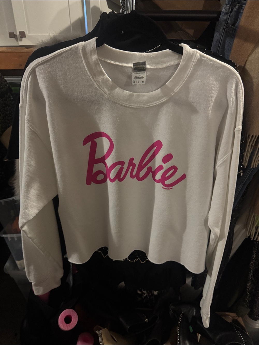 Barbie White Sweatshirt with Hot Pink Logo